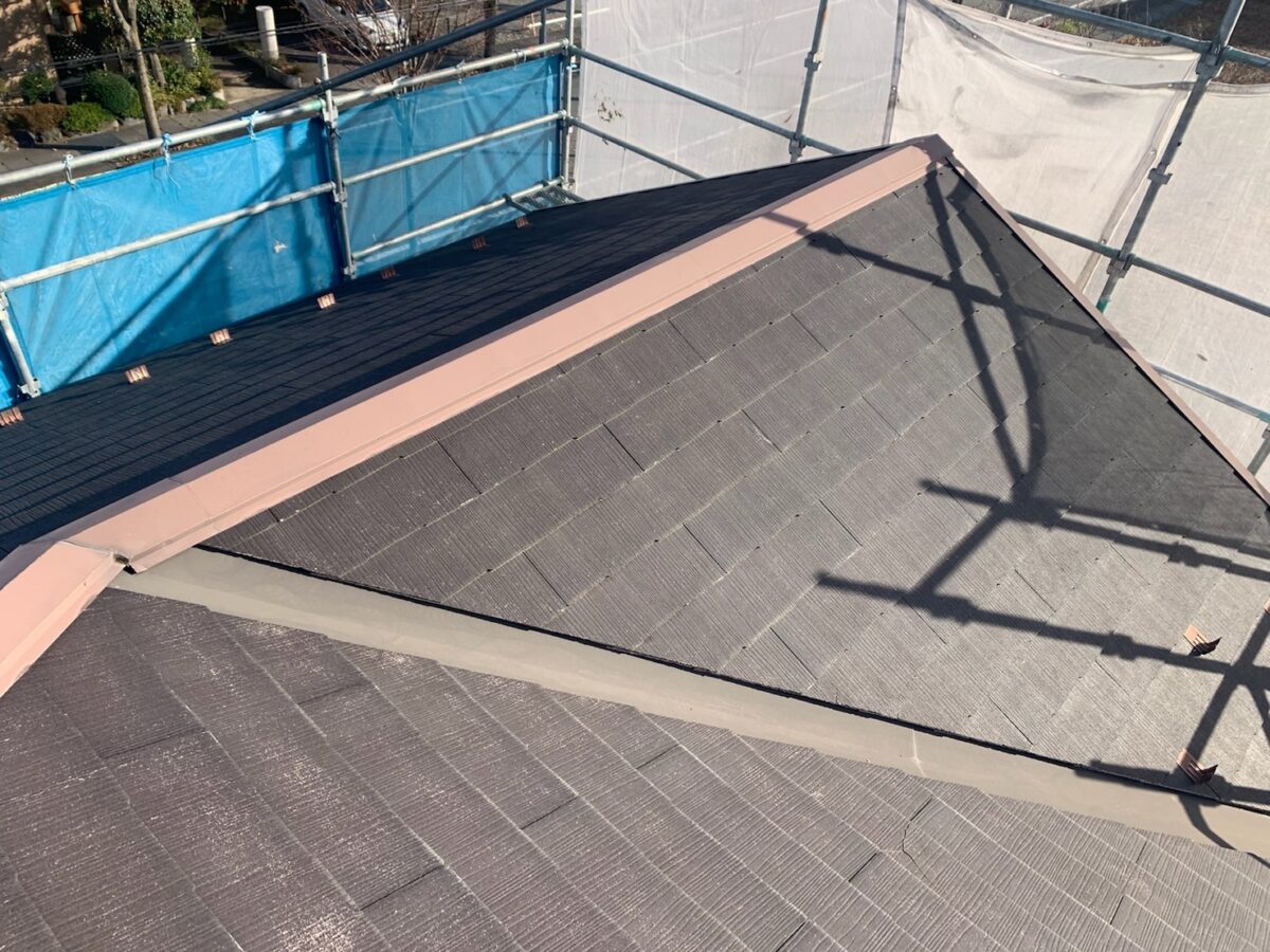 山梨県山梨市　屋根・外壁塗装工事　足場の設置